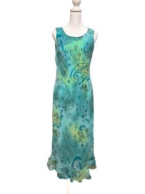 serving mermaid core 🐚✨ y2k paisley slip dress in the prettiest teal